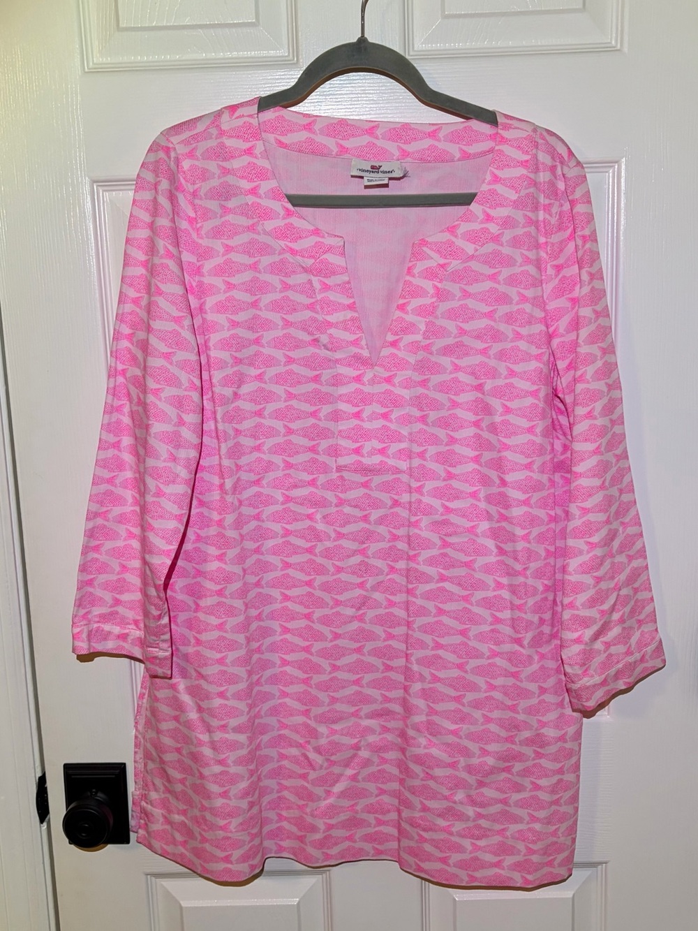 Vineyard Vines Pink Fish-Scale Print Tunic